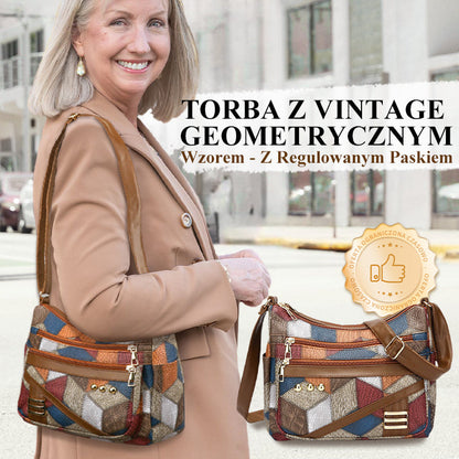 👜Torba z Vintage Geometrycznym Wzorem - Z Regulowanym Paskiem