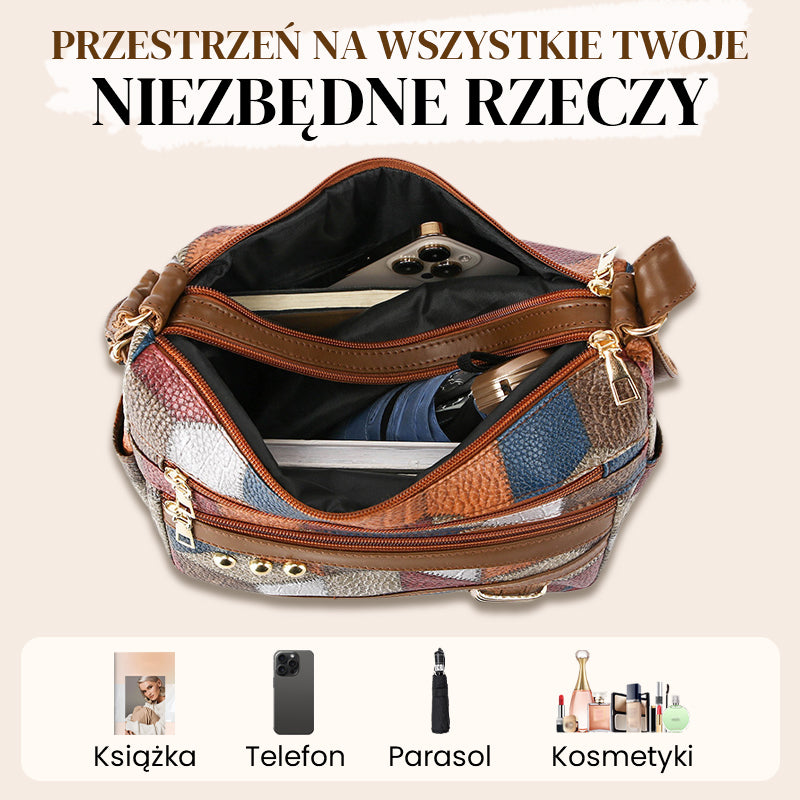 👜Torba z Vintage Geometrycznym Wzorem - Z Regulowanym Paskiem