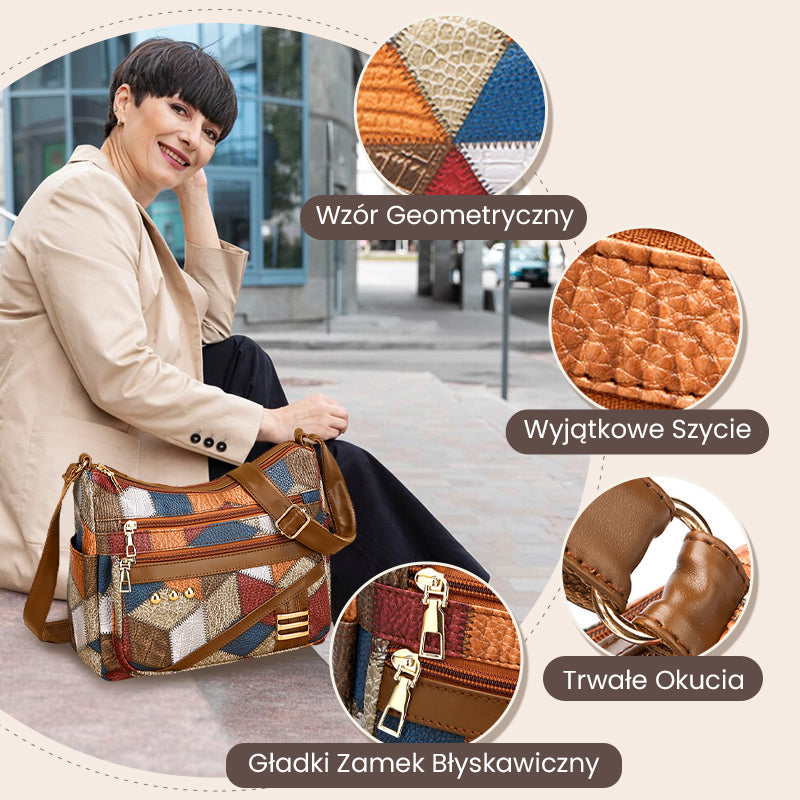 👜Torba z Vintage Geometrycznym Wzorem - Z Regulowanym Paskiem