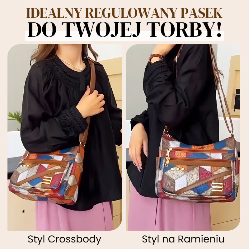 👜Torba z Vintage Geometrycznym Wzorem - Z Regulowanym Paskiem