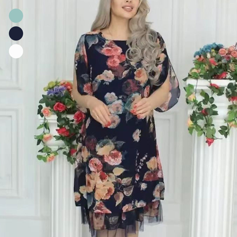 【S-4XL】🌹Elegancka luźna sukienka damska z nadrukiem róży