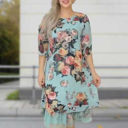 【S-4XL】🌹Elegancka luźna sukienka damska z nadrukiem róży