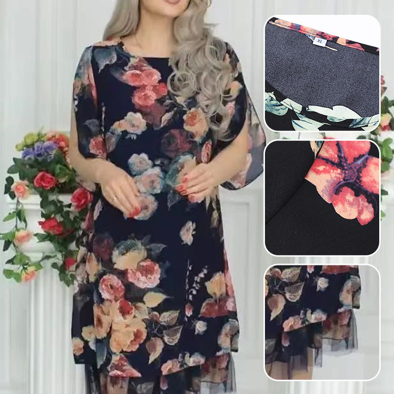 【S-4XL】🌹Elegancka luźna sukienka damska z nadrukiem róży