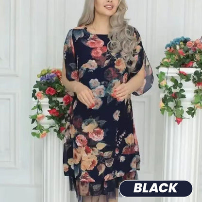 【S-4XL】🌹Elegancka luźna sukienka damska z nadrukiem róży